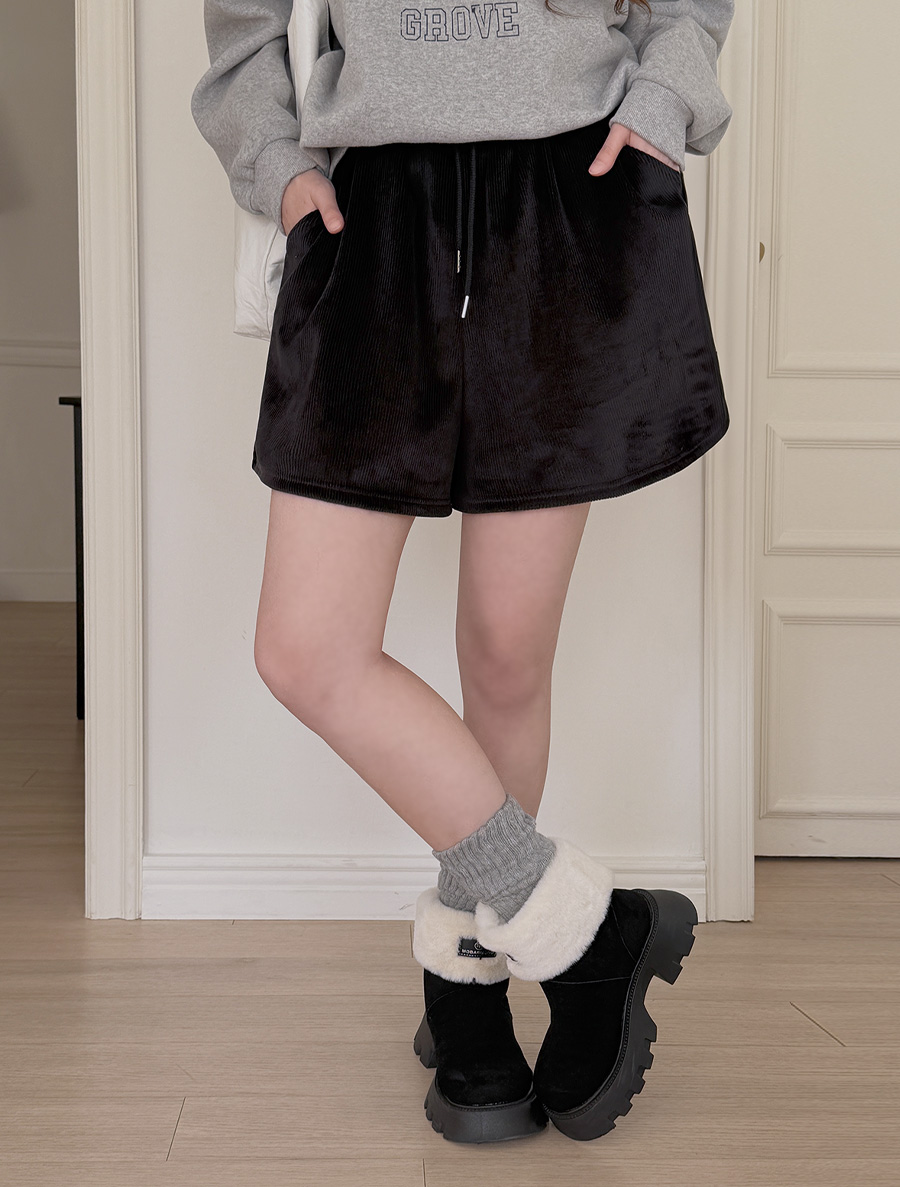 Lucien Ribbed fleece Above knee Waistband Pants