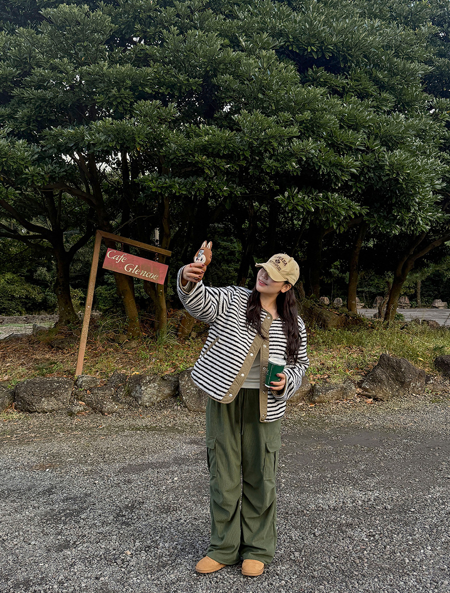 Bentmu Corduroy Cargo Long Waistband Pants