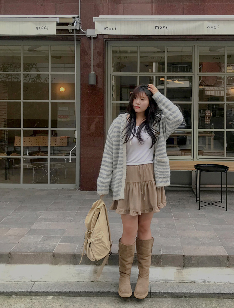 Berche ST Button Hood Knit Cardigan