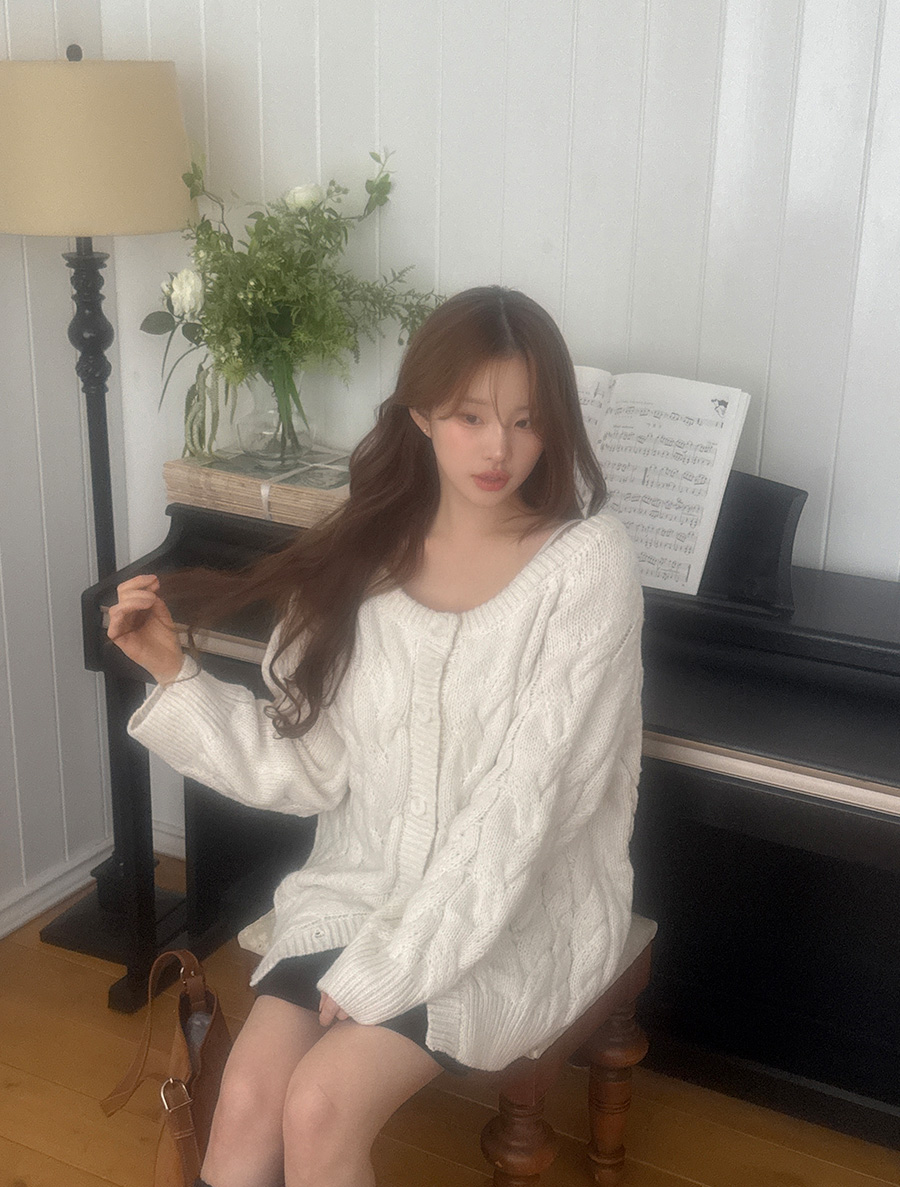 Pewdiemu Wool Twiddle two-way Knit Cardigan