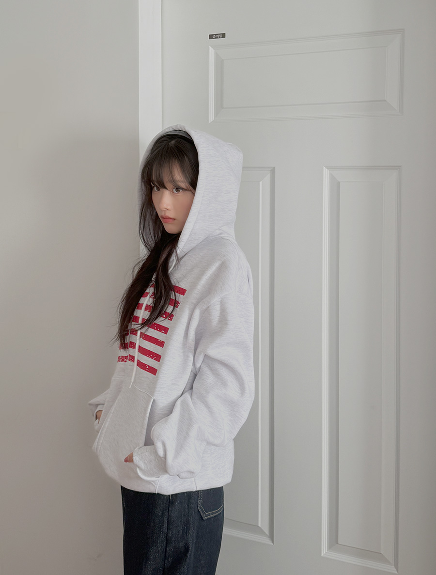 Okerben fleece Graphic Print Hood Zip up