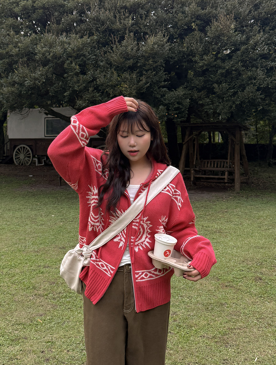 Suber Nordic two-way Knit Zip up Hoodies