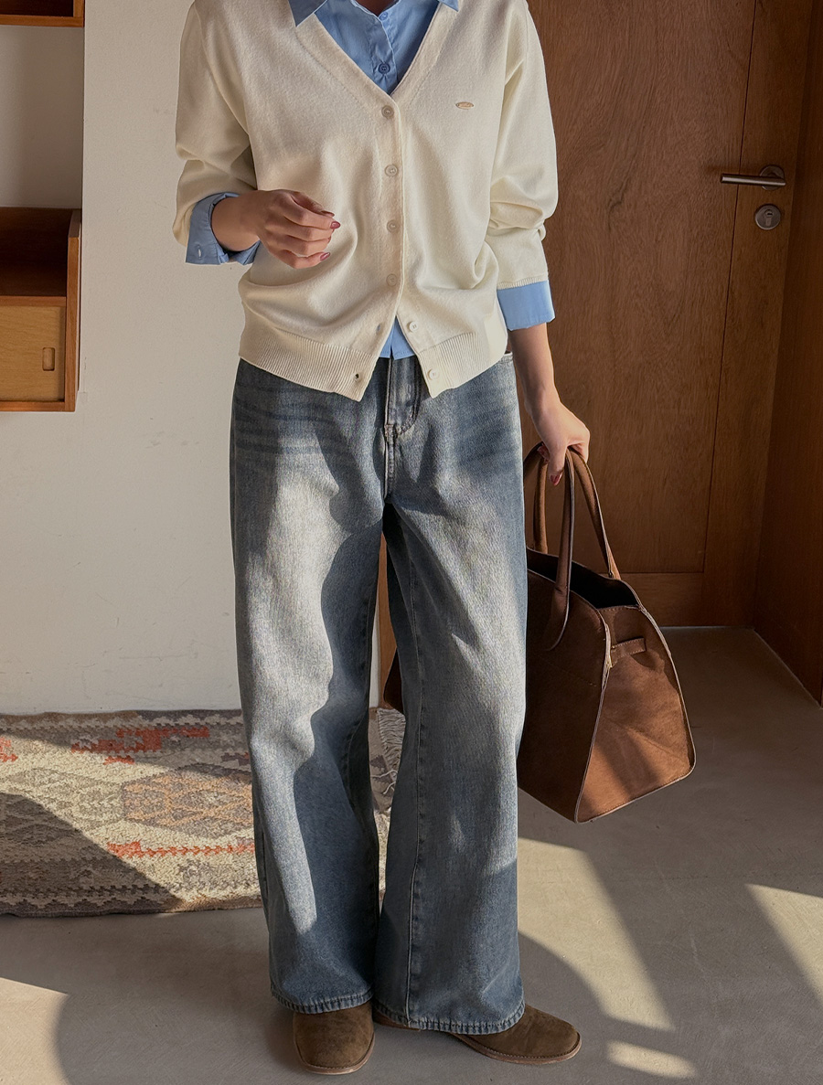 Yutoen fleece wide denim pants by length