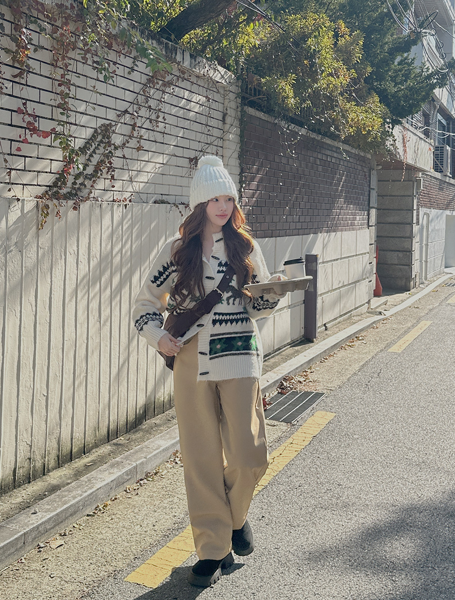 [EVELLET] Refre Mink Back Banding Semi-Wide Pants