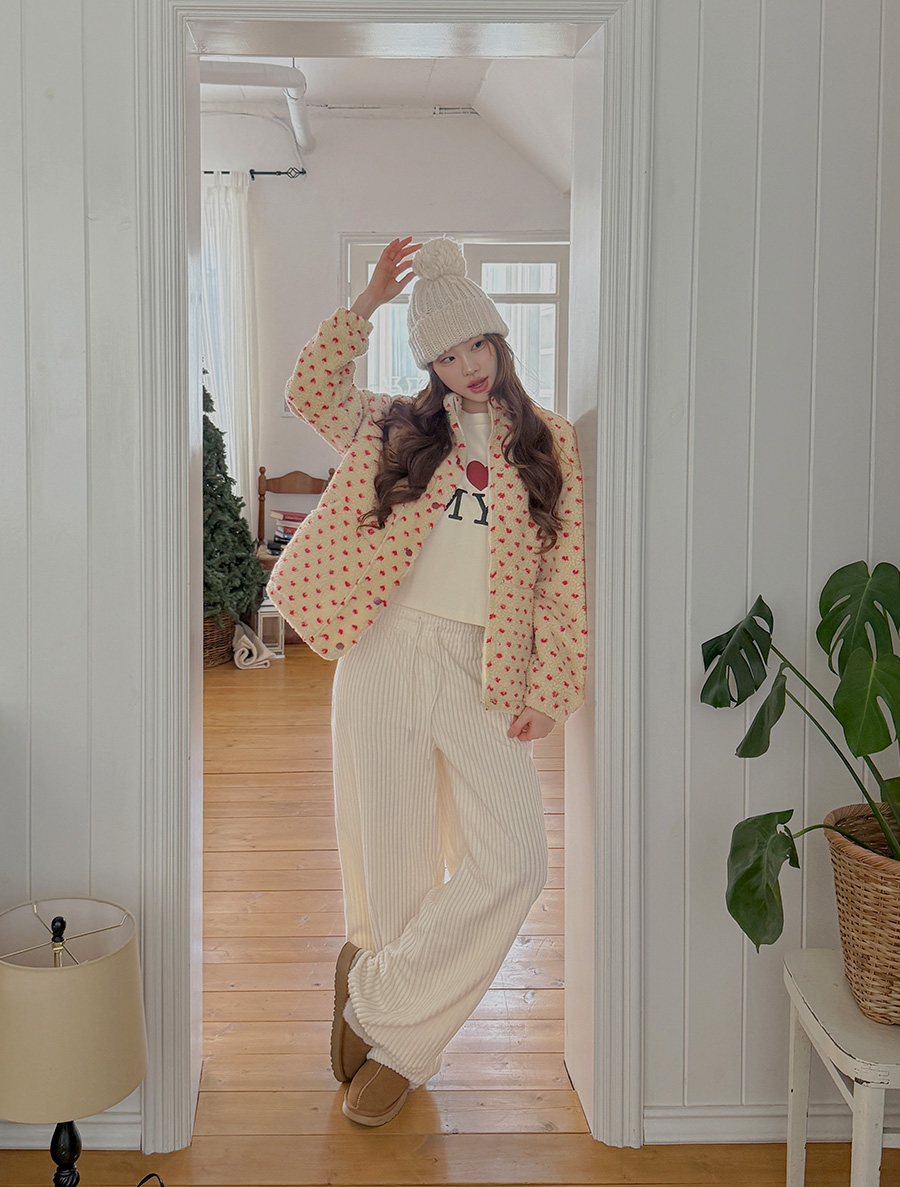 Chessyou Corduroy String Waistband Pants