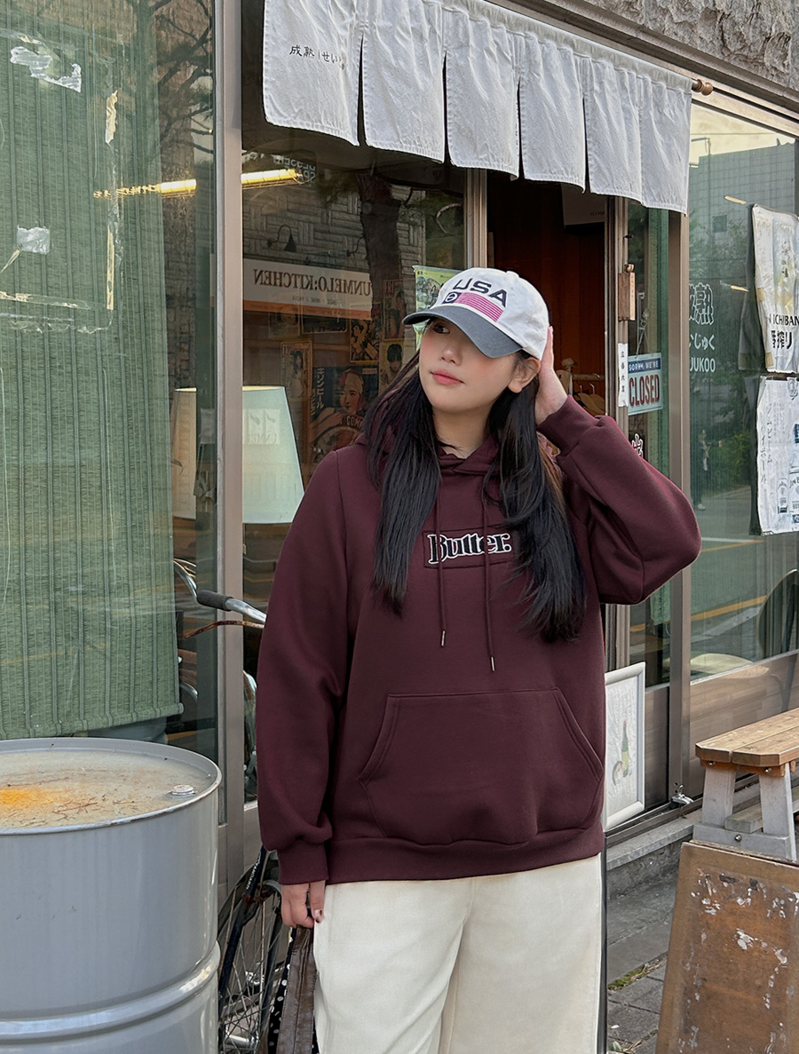 Defendue fleece embroidery graphic print hooded sweatshirt