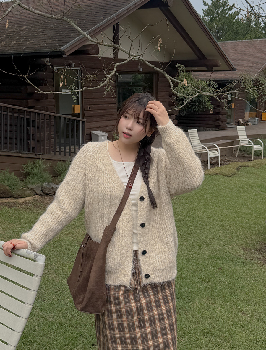 New Benf Bokashi Button Knit Cardigan