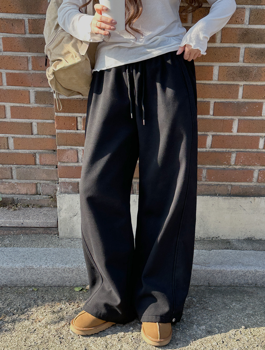 Enbit Length-Specific Fleece Cut Wide Waistband Pants