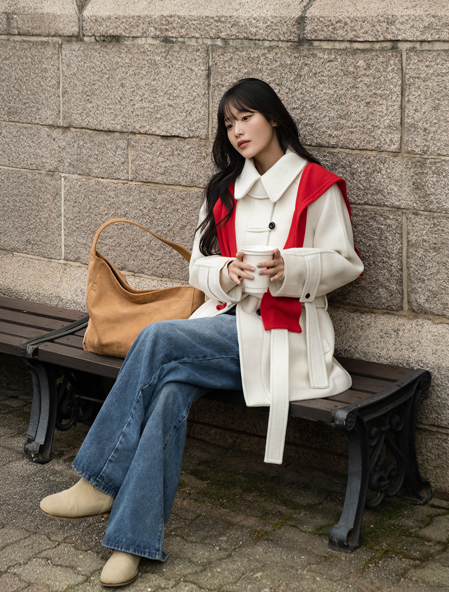 [EVELLET]Novegen Wool quilting Harp Coat