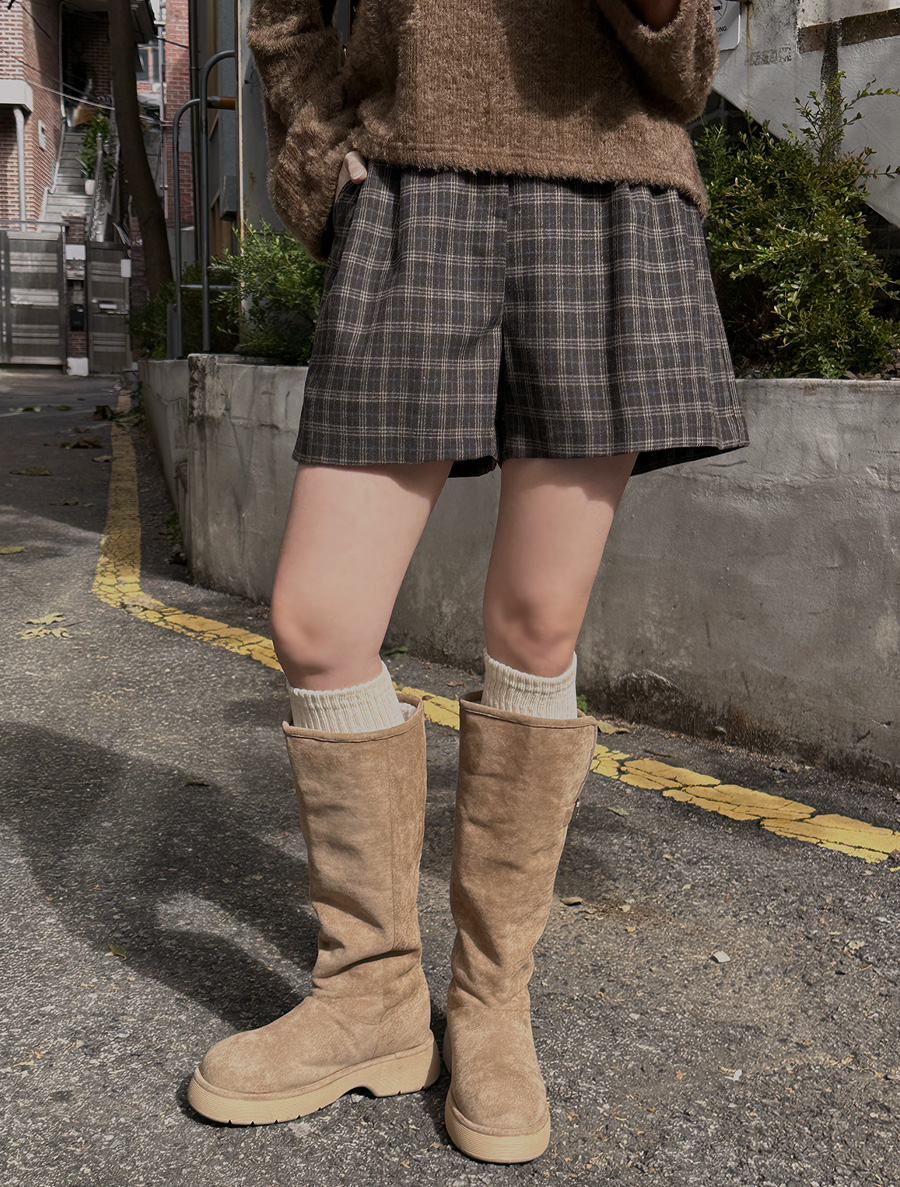 Pmua Wool Plaid Check Shorts Pants