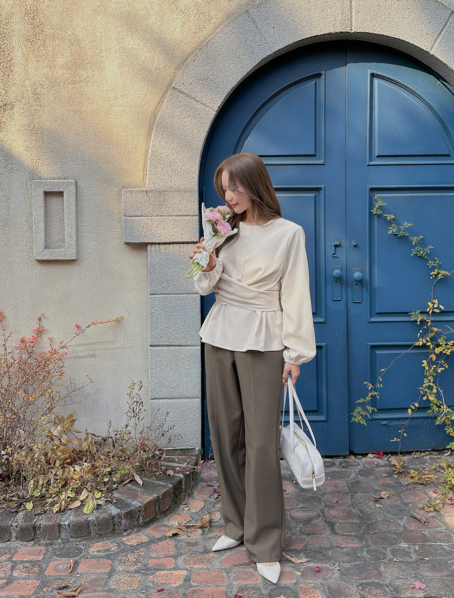 Draped Draped Shirring Blouse