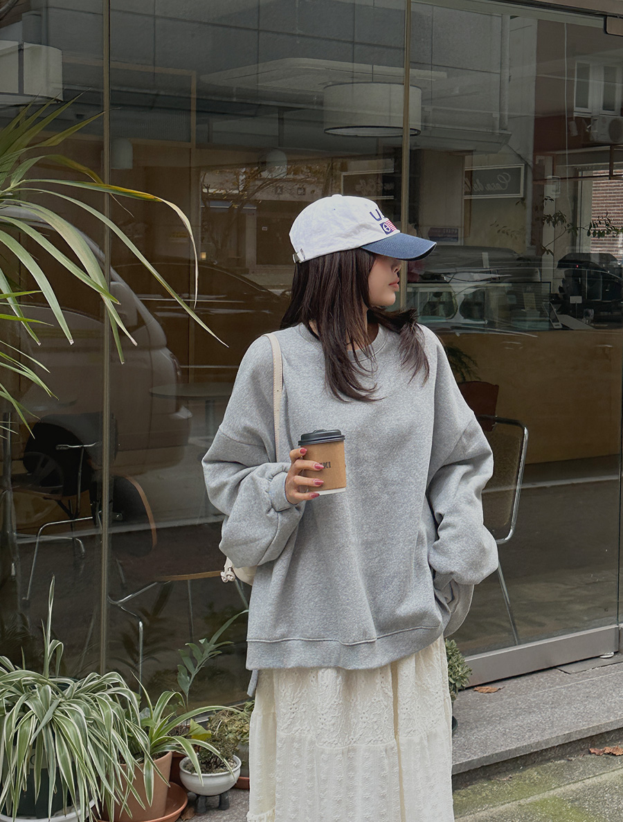 Habyue fleece Unbalance Sweatshirt