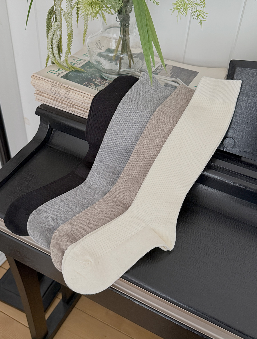 Mafian Wool Ribbed Knit Knee Socks