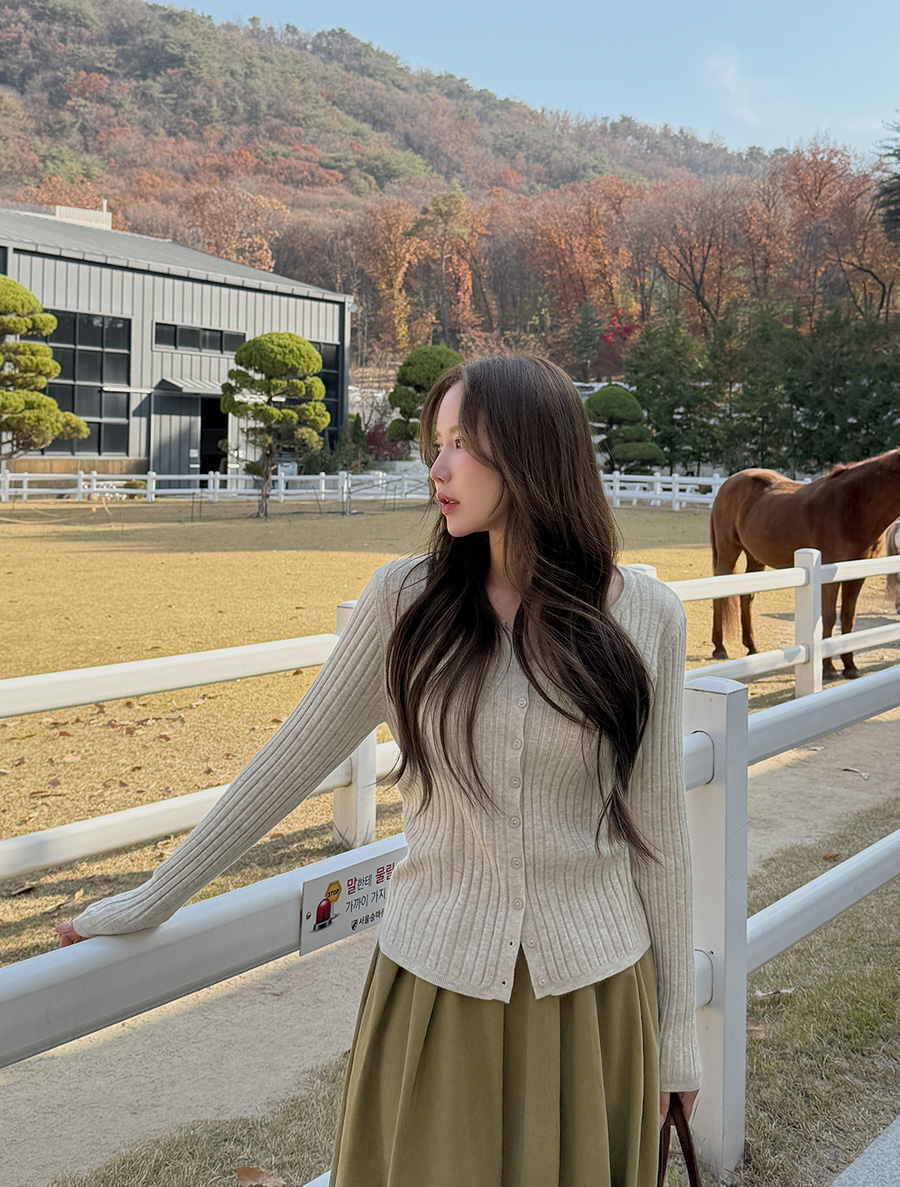 Min A-Pyu Viscose Ribbed Knit Cardigan