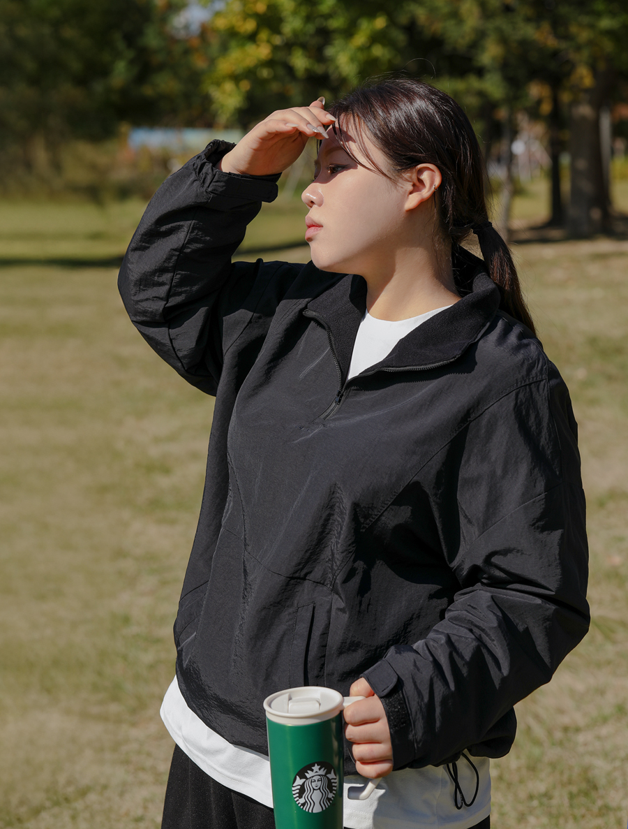 [EVELLET] Han & Blue Anorak Fleece Half Zip-up