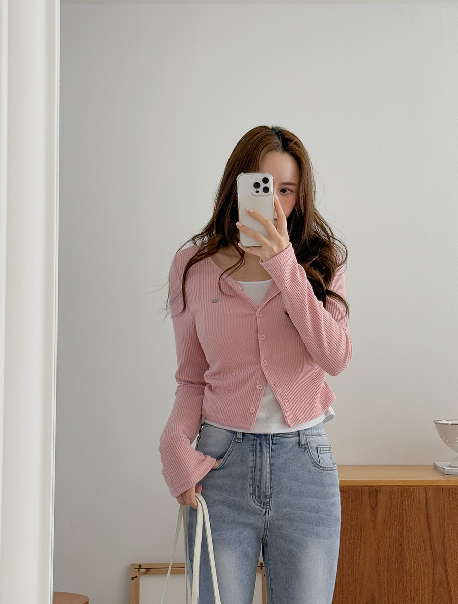 [EVELLET]Dnef Labels Contrast layered Cardigan T-shirt