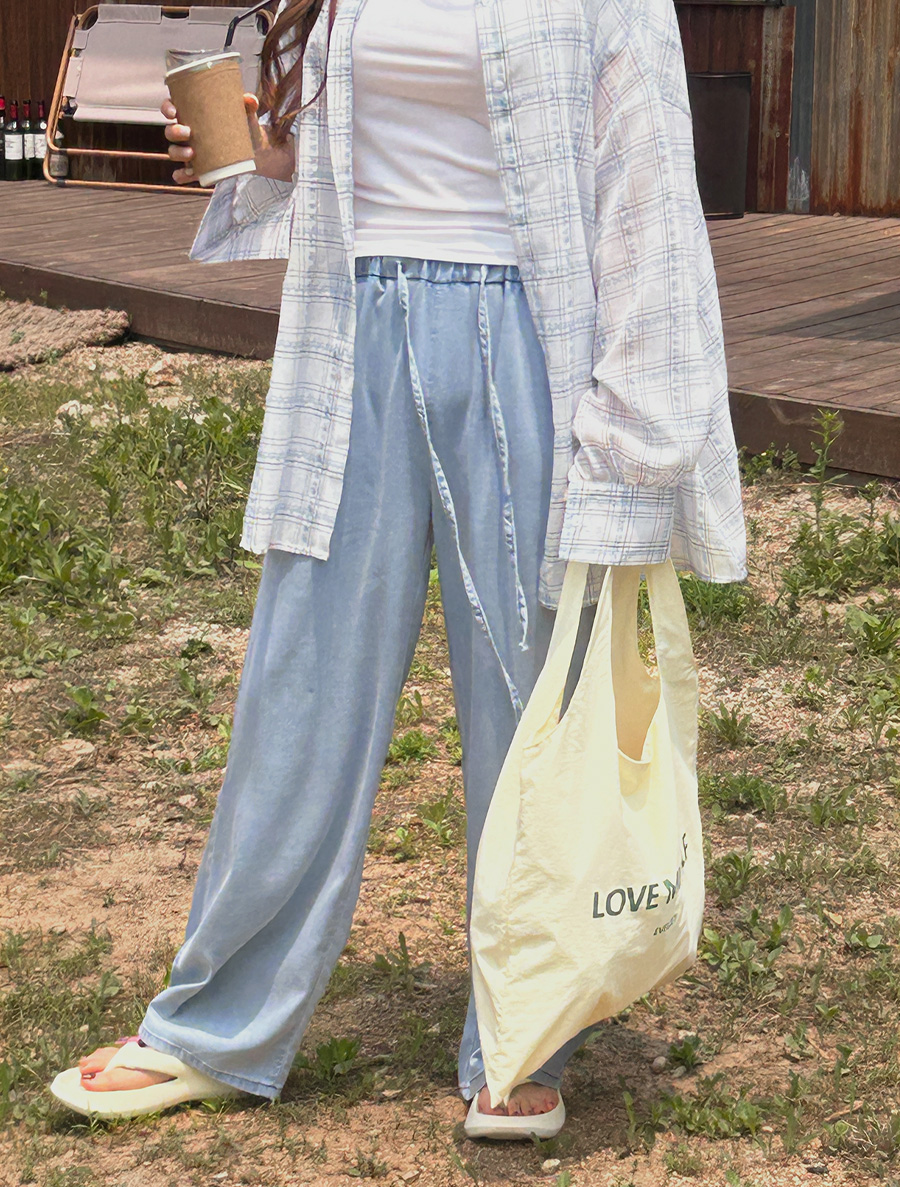 [Daily Pants] Limuren Lyocell Cool Denim Wide Waistband Pants