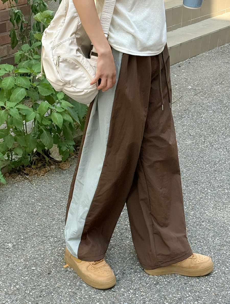 Nenview Contrast Cut Long Waistband Pants