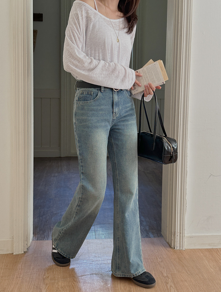 Senhaf Flared Cotton & Denim Pants by Length