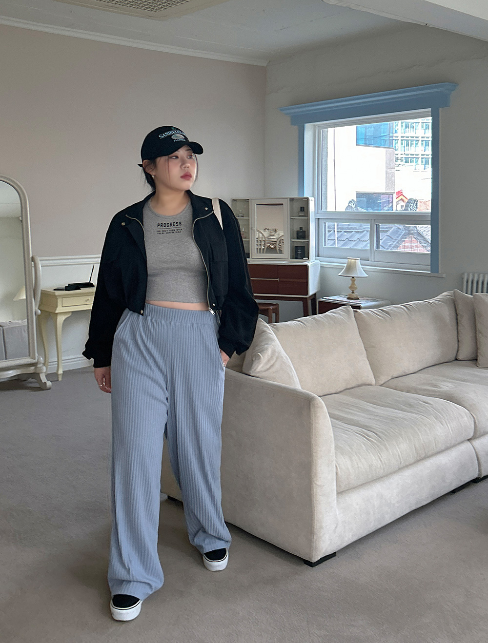 [EVELLET] Heliga Ribbed Waistband Pants