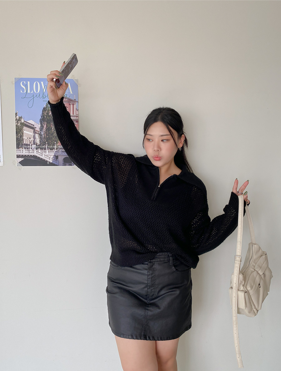 [EVELLET] Hanito Punching Collar Knit