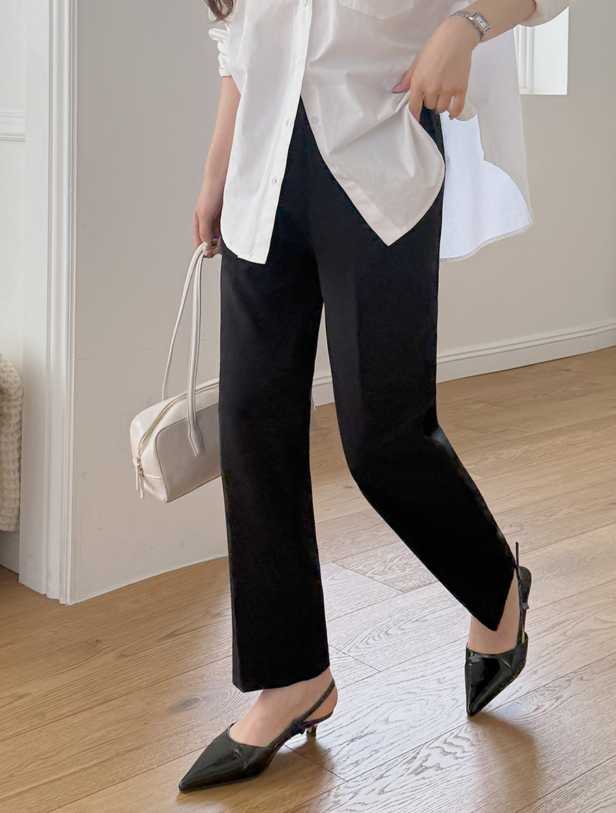 [EVELLET]DI Hidden Banding 8 parts by length Straight Slacks