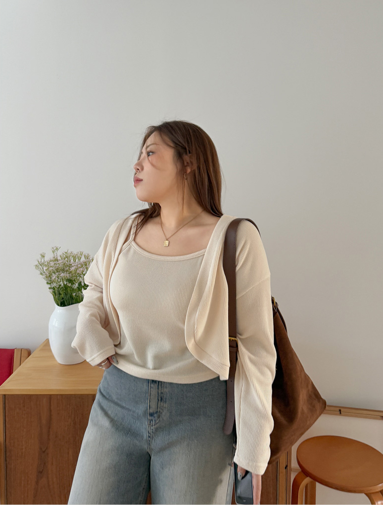 [EVELLET] EVELLET Sleeveless Cardigan SET