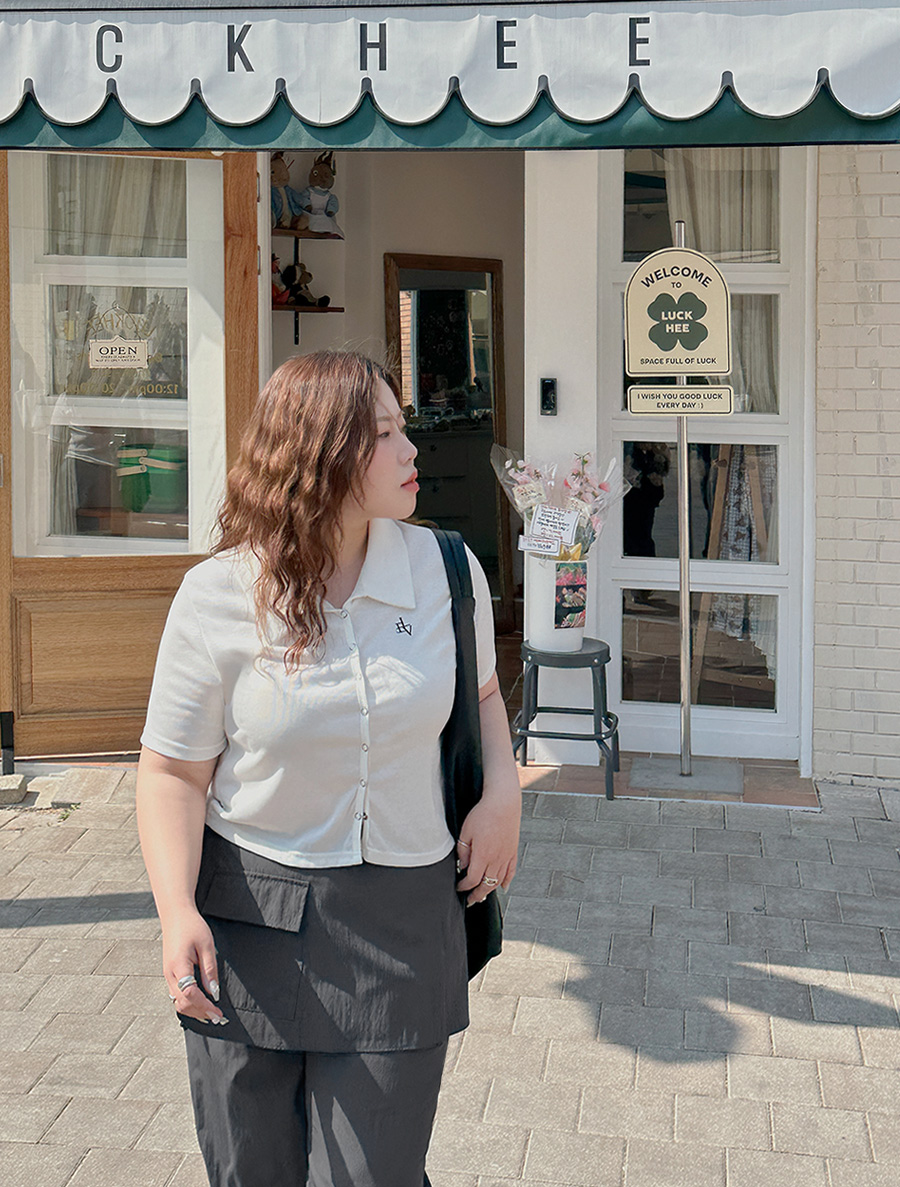 [EVELLET]Opua Musician Embroidery Collar Button T-shirt