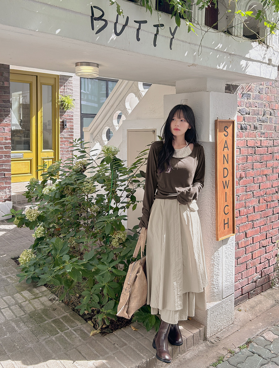 [EVELLET] Muart Belt Bag SET Unbalance Long skirt