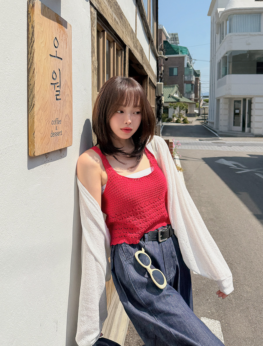 [EVELLET] Telluning Crochet Knit Bustier