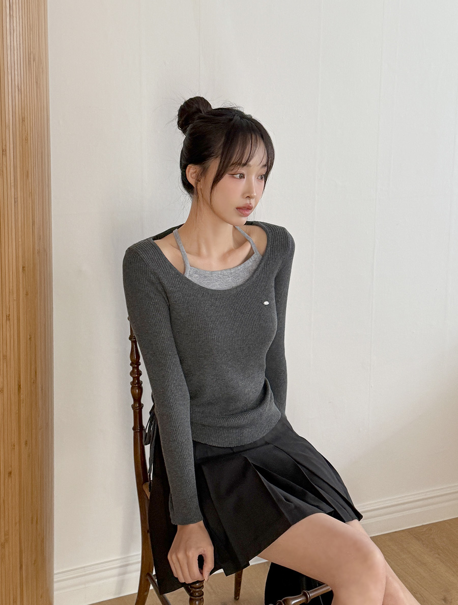 [EVELLET] Regine Layered Wool Contrast Knit