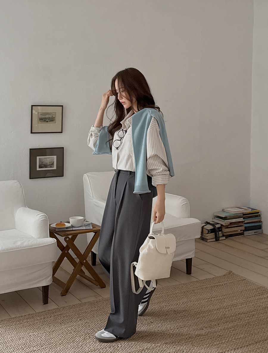 [Everyday Pants] Pmien Pintuck Wide Slacks