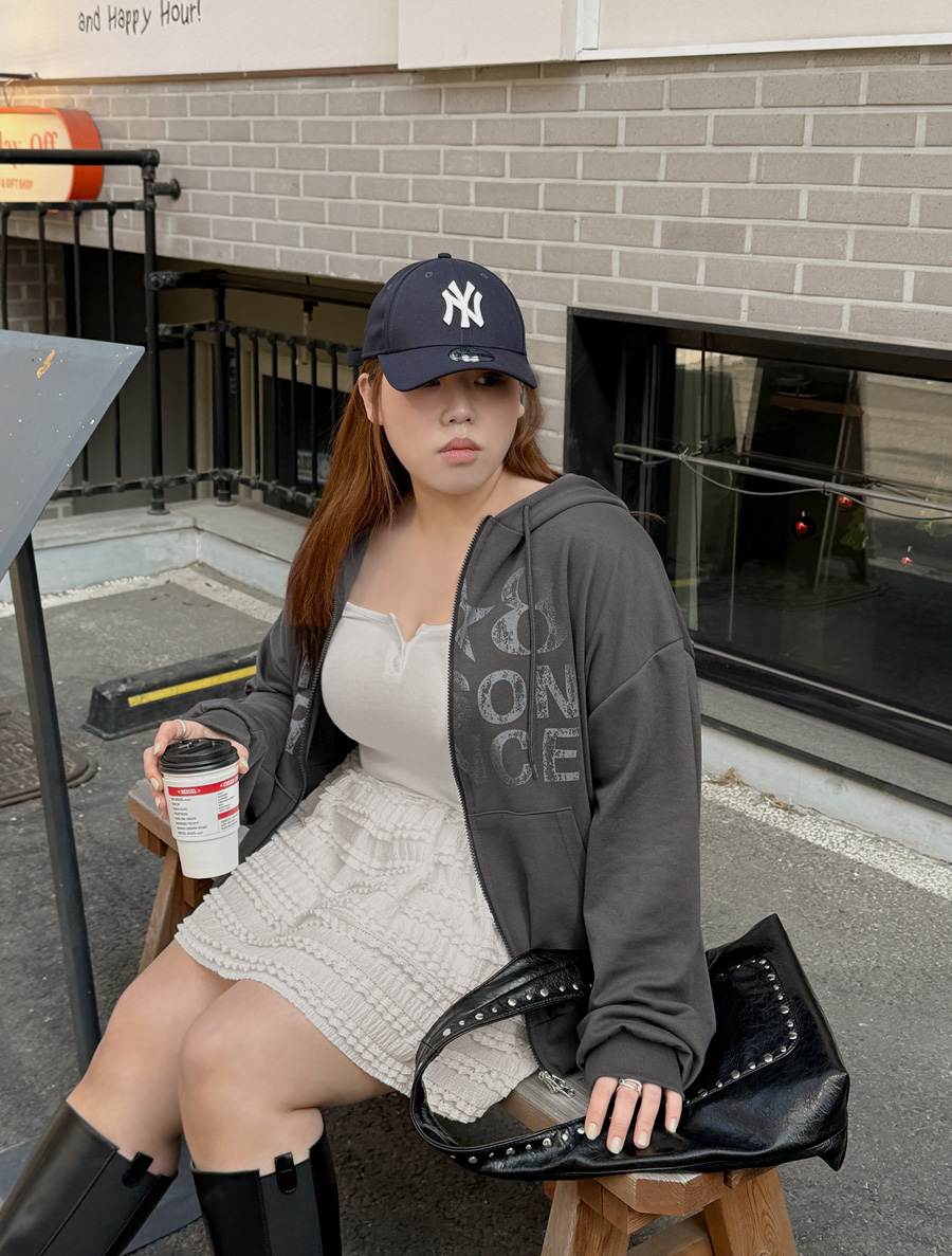 [EVELLET] Prinbi Vintage two-way Zip up Hoodies