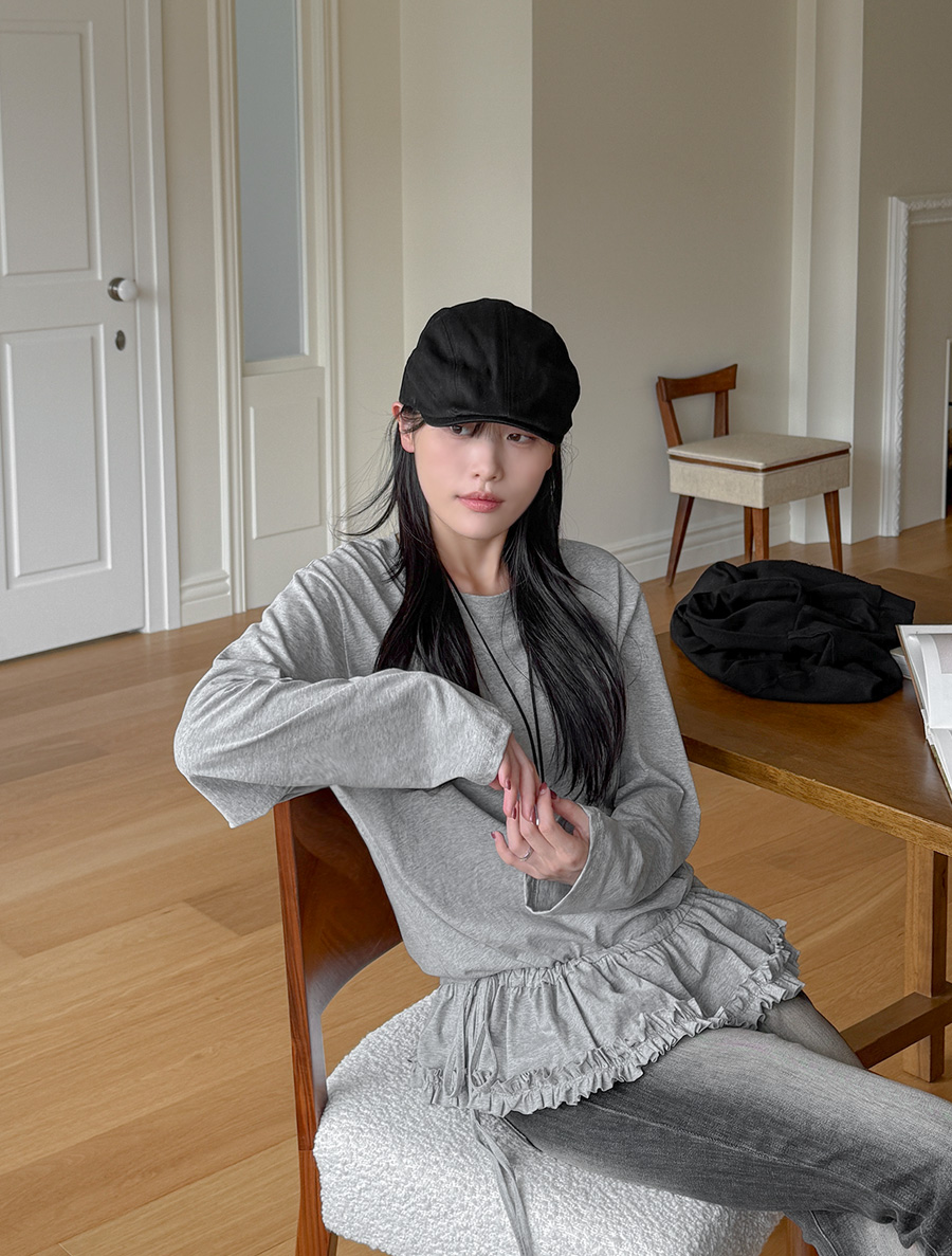 [EVELLET] Proni string layered Frill T-shirt