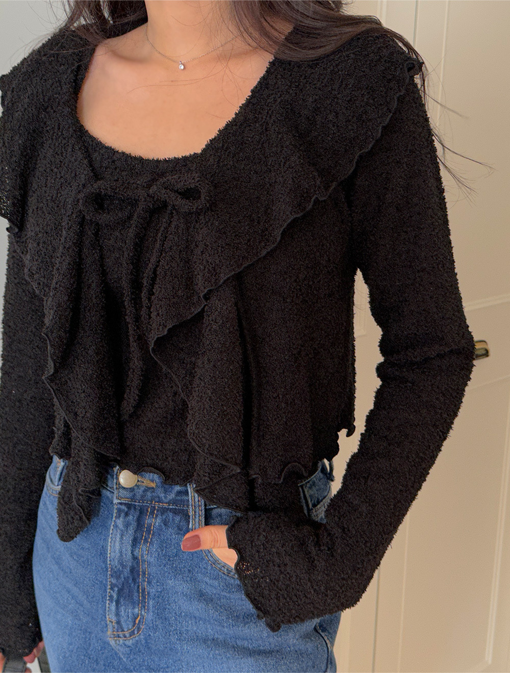 [EVELLET] Rotinelle Fluffy Sleeveless CardiganSET