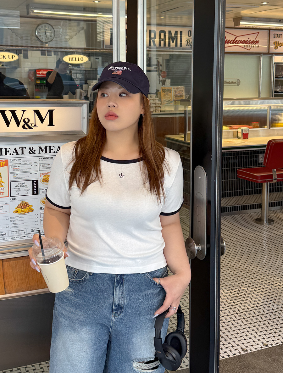 [EVELLET] Ripple logo Contrast T-shirt