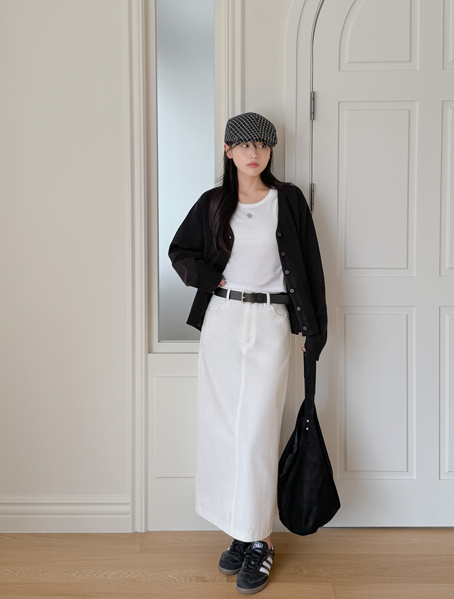 [EVELLET] Corime Cotton Hline Long Skirt