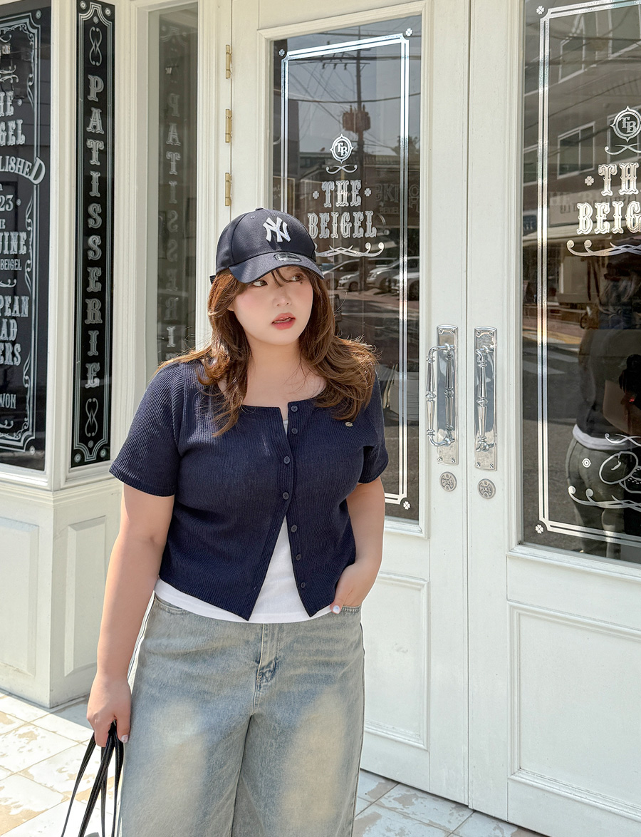 [EVELLET] Loave Labels Contrast layered Cardigan T-shirt