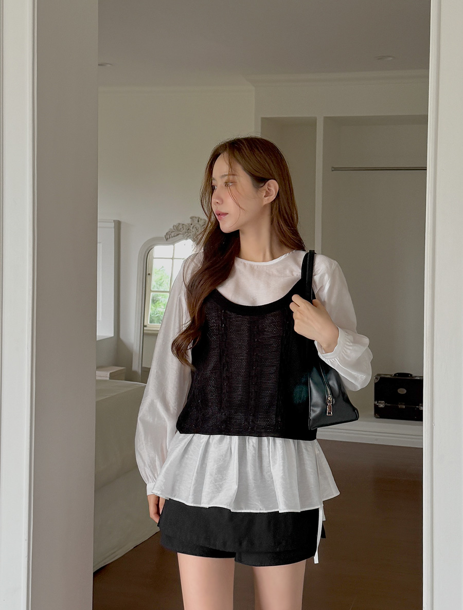 Mudian Cable Bowknot Knit Bustier