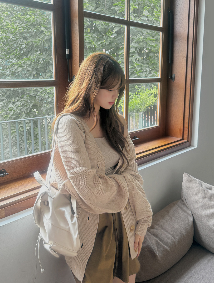 Pyuden V-neck Wool Button Knit Cardigan