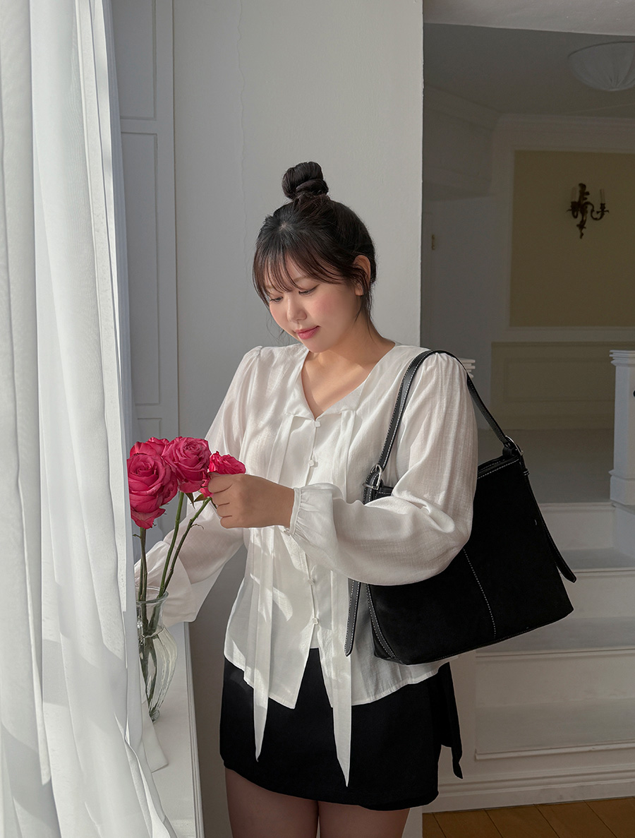 [EVELLET] Yvonne Scarf See-through Look Blouse