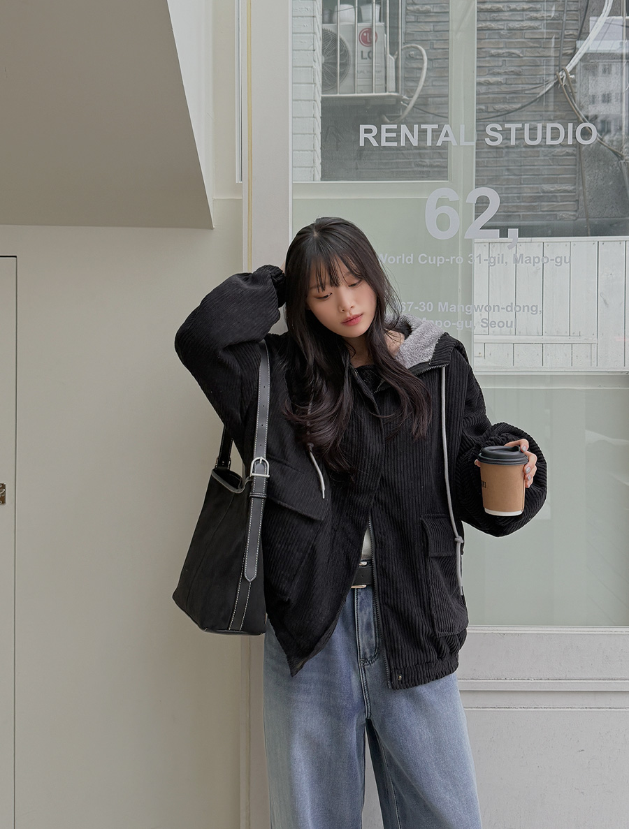 Cuprene Corduroy Fur Hood Jumper