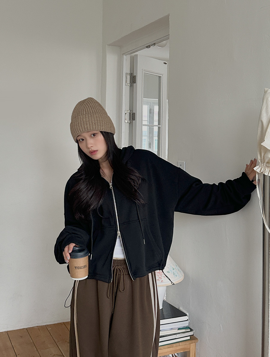 Endua Mink string two-way Zip up Hoodies