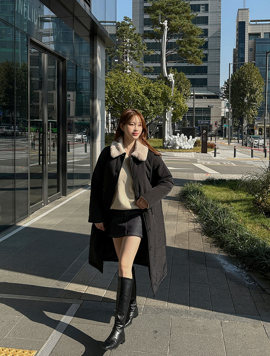 Vintia Mink Collar string Long Padding Coat(4Ounce)