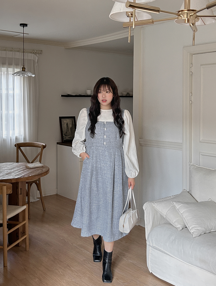 [EVELLET] Renina Bustier Tweed Dress