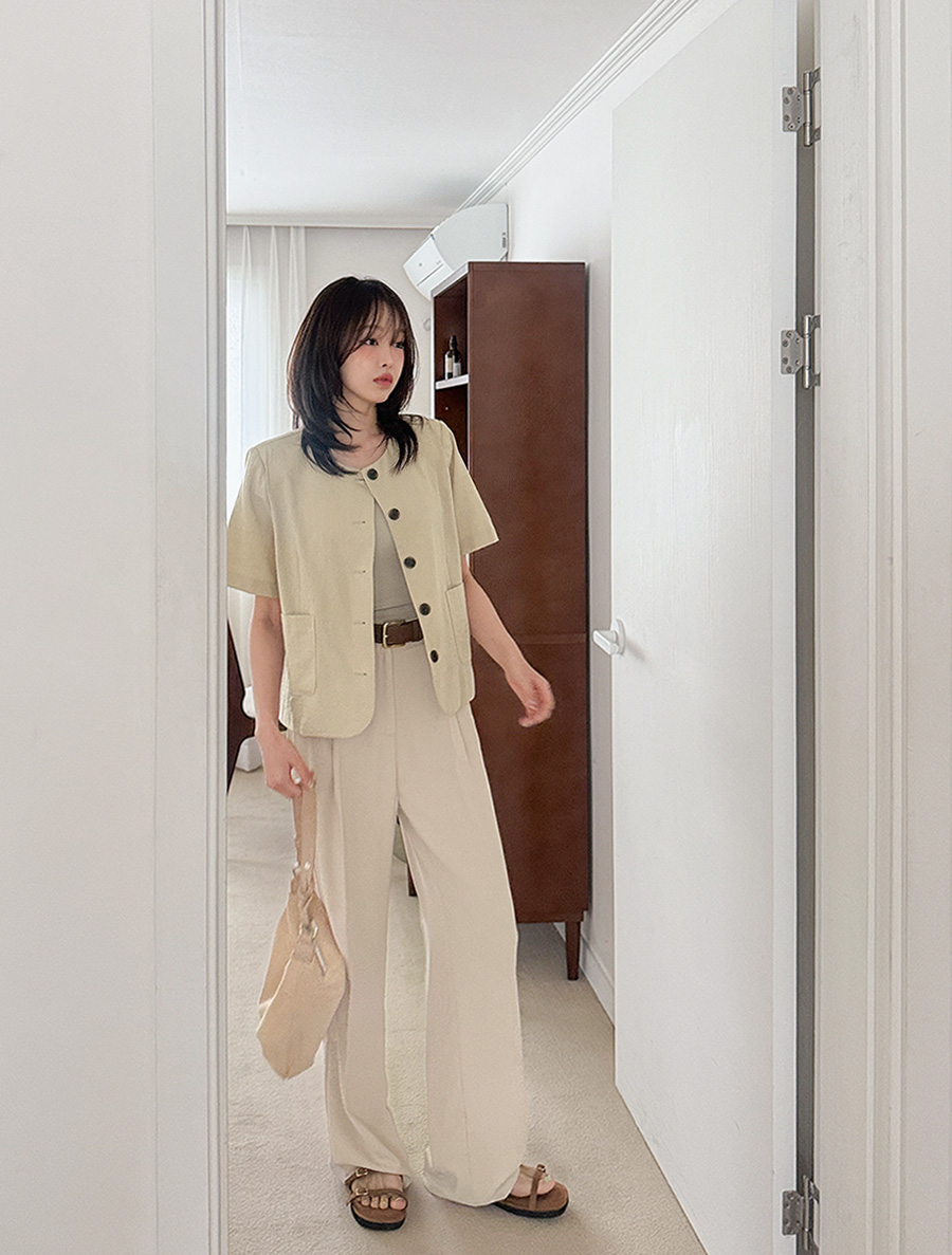 Henryview Length-specific Pintuck Cool Wide Slacks