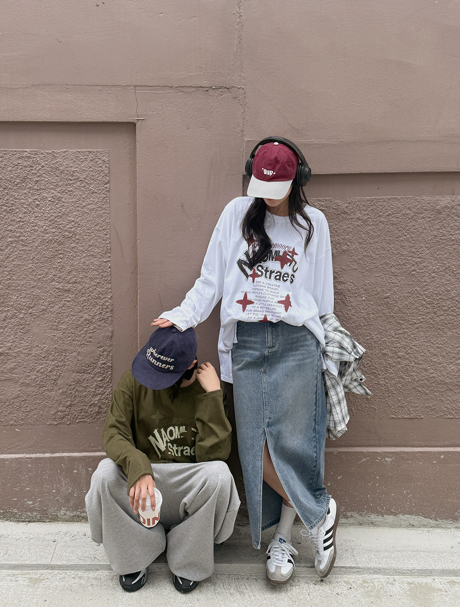 [EVELLET] Leada loose fit Graphic Print team T-shirt