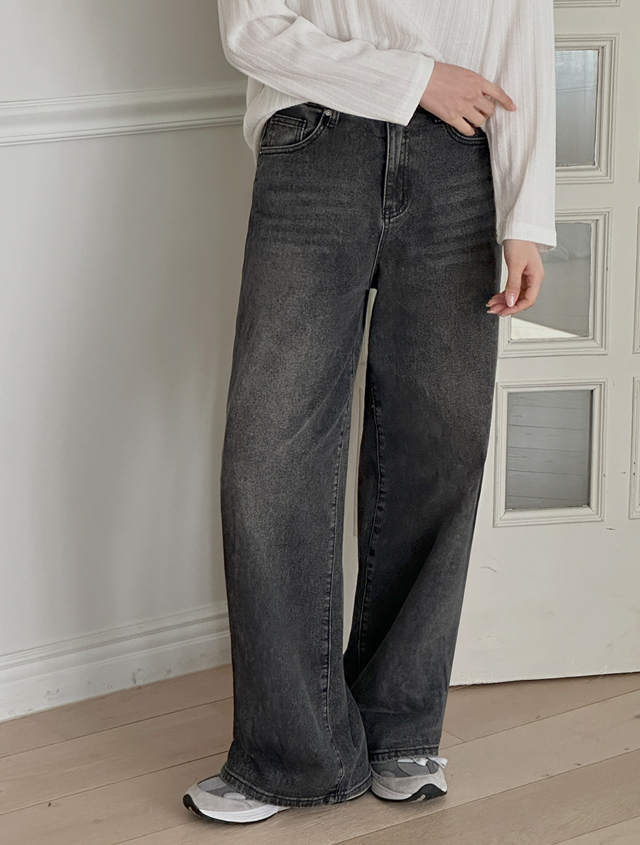 Wide denim pants by tinless length
