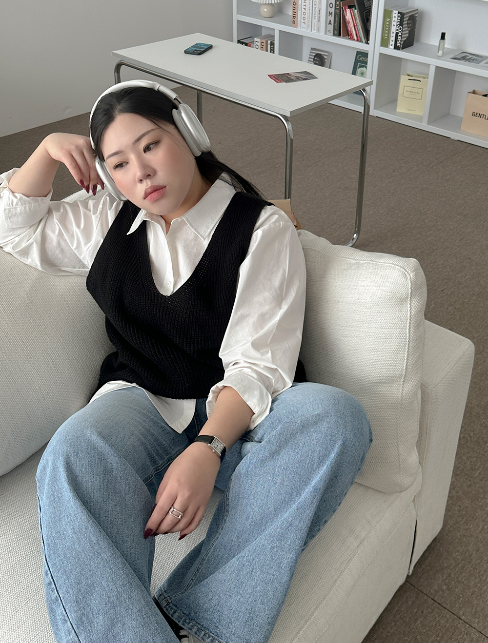 [EVELLET] Bruon V-neck Hachi Knit Bustier