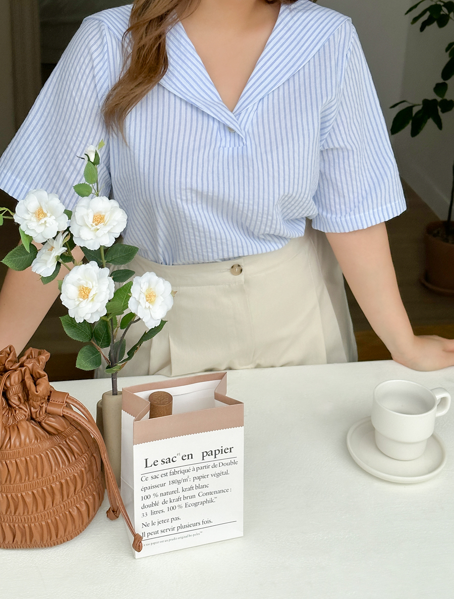 [EVELLET] Ring Lime ST Sarah Collared Blouse